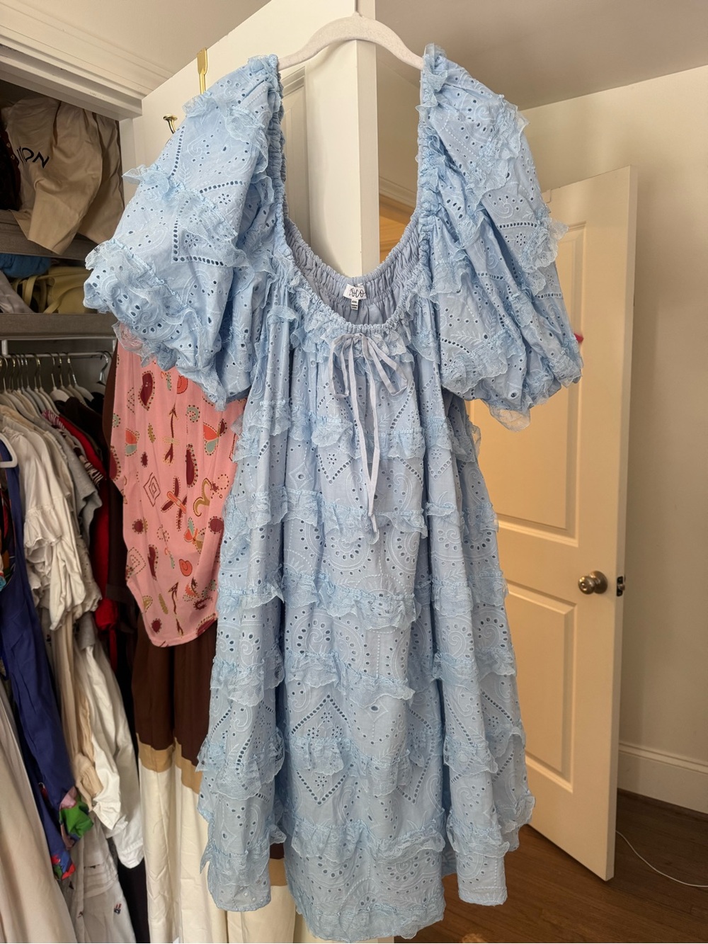 NWOT Light Blue Eyelet Ruffle Dress